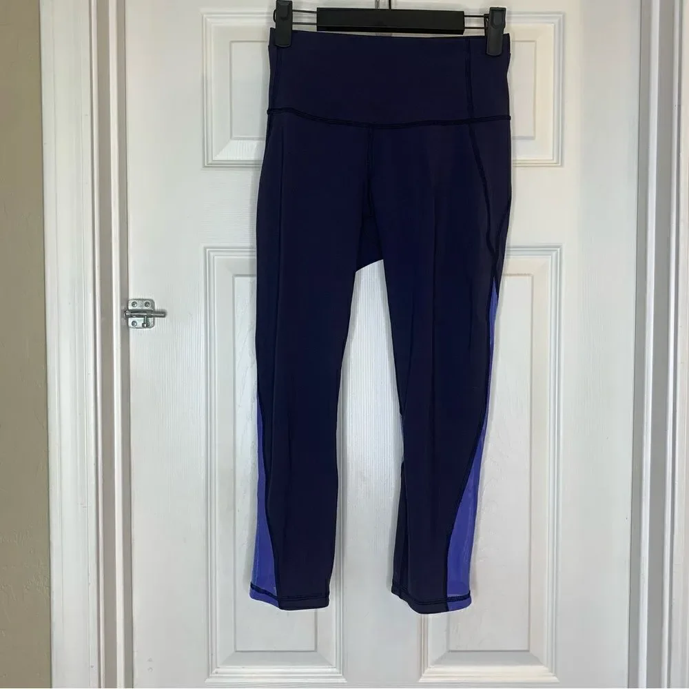 Lululemon Mix and Mesh Crop Navy Blue Size 4